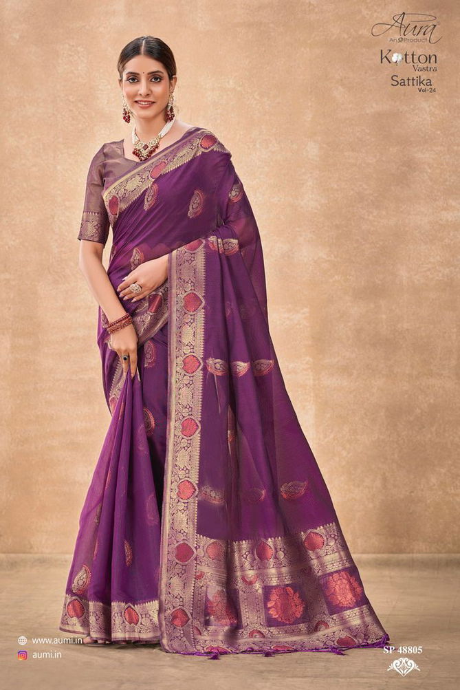 Sattika V 24 By Aura Kotton Vastra Party Wear Sarees Catalog